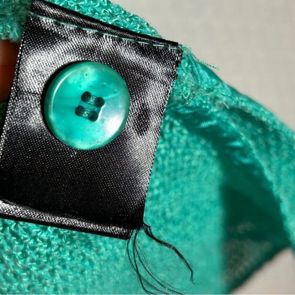 Masai Size S Cover Up Cardigan Mesh Open Weave Knit 2-Buttons Pockets Green - Picture 5 of 12